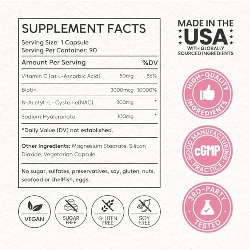 NEUMINA Women's Skin & Beauty Complex, Skin Brightening, Hair, Skin & Nails Health, Cellular Health, Antioxidant Support, Vegan, Non-GMO, Made in USA, 90 Servings view 7