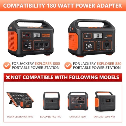 24V180W Power Supply Cord Charger for jackery 1000 880 Power Supply Cables Compatible with Jackery Explorer 1000 E1000 880 E880 Portable Power Station Solar Generator, Replacement KA18024075-6C view 4