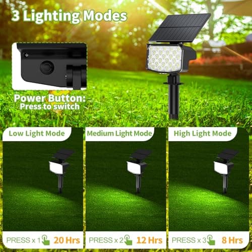 MinPea Solar Spot Lights Outdoor, [27 LED/2 Pack] Adjustable Solar Lights Outdoor Waterproof IP65, Solar Powered Landscape Spotlights 3 Lighting Modes for Yard Garden Outside(Cool White) view 4