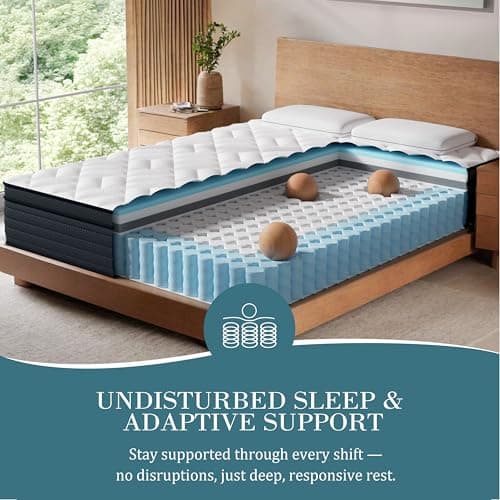 Sleepmax Extra Firm Queen Mattress 12 Inch, Hybrid Mattress Pressure Relief | Deep Sleep Bed in Box, For Back & Side Sleepers, 365-Night Trial & Forever Warranty, Fiberglass-Free, CertiPUR-US Certified view 3