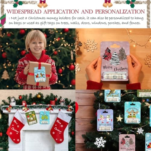 Christmas Money Holder Cards Set of 8 for Cash Gift,Christmas Cards Money Holder Ornaments with Cover for Christmas Decoration,Funny Xmas Cash Gift Ideas, Merry Christmas Hanging Ornaments Decor view 4