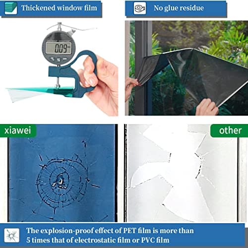 XIAWEI One Way Privacy Window Film Heat & UV Blocking, 17.5In×6.5Ft | Heat Control Window Privacy Film, Window Tint Sun Blocking Blackout, Explosion-proof Premium PET Material, Cosmic Black view 4