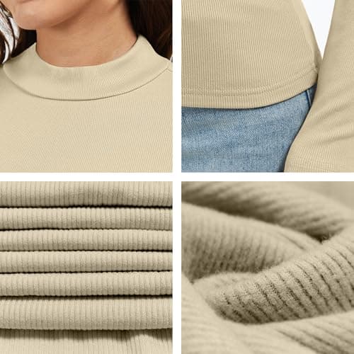 Jeqeocafy Women's Knitted Rib Mock Neck Long Sleeve Tshirt Fall Fashion Basic Thermal Underwear Tops Winter Clothes 2026 view 2