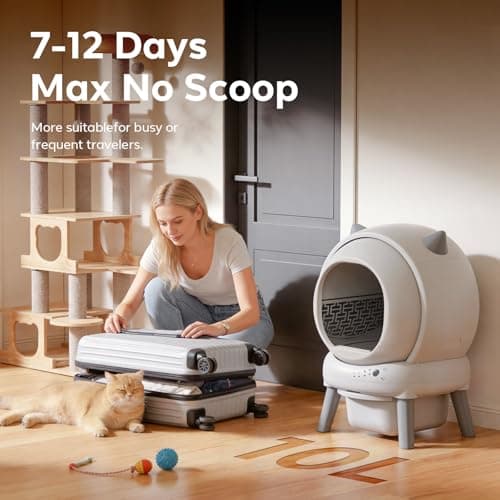 ZHMZ Self Cleaning Litter Box: Automatic Litter Box Self Cleaning for Multiple Cats Auto Robot with Dual Safety Protection, Large Openning Odor-Control with Mat view 4