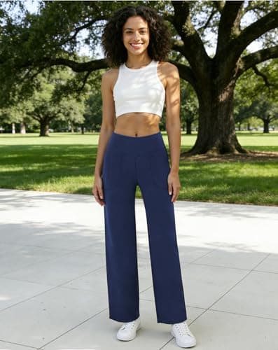 SEAJOJO Yoga Pants Women Wide Leg, High Waisted Stretch Trouser with Pockets for Casual Workout view 4