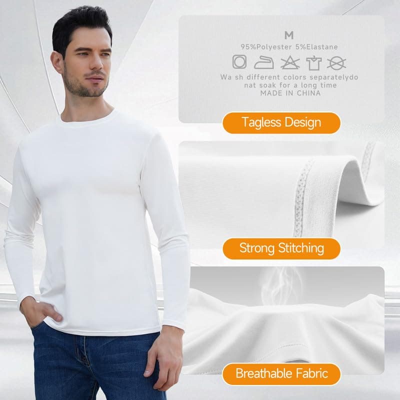 SIMIYA Mens Thermals Long Sleeve Undershirt Warm Fleece Lined Base Layer Thermal Tops Long John Shirts for Men view 5