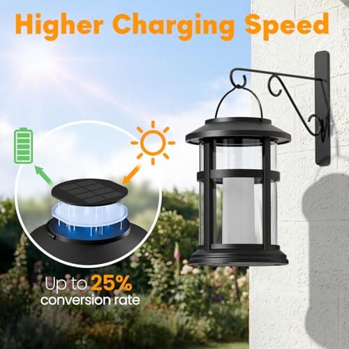 Otdair 4 Pack Solar Lanterns Outdoor Waterproof, Upgraded Flickering Flame Hanging Solar Lights for Outside, Solar Powered Lantern for Patio Yard Garden Porch Decor, Gift for Mom Housewarming view 3