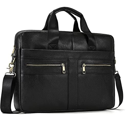 LUUFAN 15.6inch Leather Briefcases Laptop Messenger Bags Business Satchel Office Travel Computer Handbag for Men — image 1