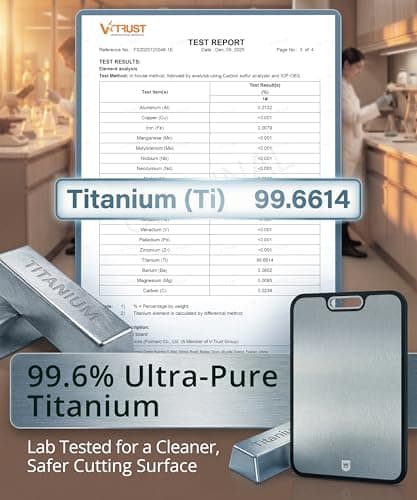 Titanium Cutting Board for Kitchen, Double Sided 100% Pure Titanium & PP Cutting Board with Deep Juice Groove, Metal Chopping Board, Easy to Clean Large Durable Cutting Board for Meat (15" x 10.3") view 3
