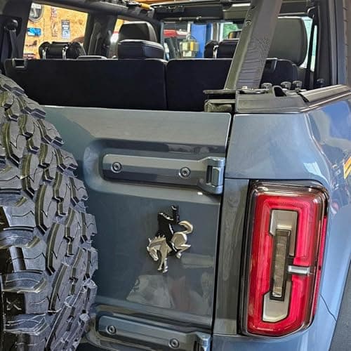Add-A-Saquatch to Your Bronco,3D Tailgate Emblem Overlay for SUV - Universal Fit 3"x4" Raised Design, Black Automotive Decor with Tape (Riding Horse Set - B, Black) view 5