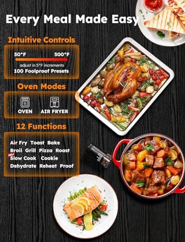 Nuwave Bravo Pro Smart Toaster Oven Countertop, True Air Fryer Combo w/Improved 100% Convection, 35% Crispier, 112 Presets, Customizable Pizza Zones, Integrated Probe, PFAS Free, 30QT, Stainless Steel view 5