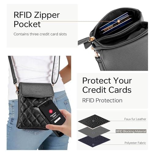 Goinsound RFID Small Crossbody Purses for Women Quilted Cell Phone Purse with RFID Blocking Credit Card Slots view 3