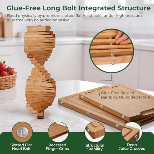 Formaldehyde Free, Glue Free, Bamboo Pure Titanium Cutting Board Set view 2