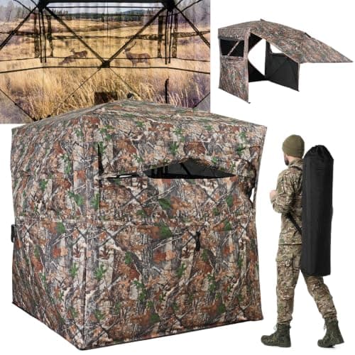 Hunting Blind 270° See Through, 2-3 Person Deer Blind, Pop Up Ground Blind | Dual-Door Design, Deer & Turkey Hunting, 135° Flip-Top Door, Silent Sliding Windows — image 1