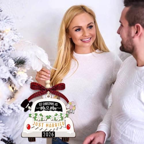 Wedding Gifts for Couples 2026, Gifts for Newlyweds, Bridal Shower Gift, Mr and Mrs Gift, Just Married Ornaments, First Christmas Married Ornament 2026 view 2