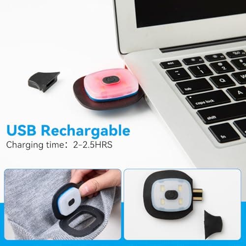 FFIPBGE Valentines Day Gifts for Him, Beanie Hats with Light, USB Rechargeable LED Hand Free Headlamp, Birthday Gifts for Men, Women, and Teens, Ideal for Camping, Hiking, 2 Pack, Grey view 6