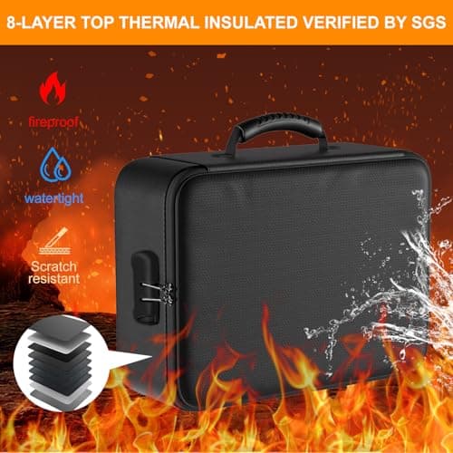 Polaring Fireproof Document Box, Multi-Layer Heat Insulated Fire and waterproof office bag with lock，Portable family outdoor travel bags are suitable for storing important documents and valuable. view 3