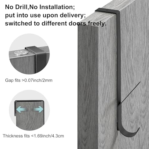 OIM OMIIOMIO Over The Door Double Hanger Hooks, Metal Twin Hooks Organizer for Hanging Coats, Hats, Robes, Towels - Black - Set of 4 view 3