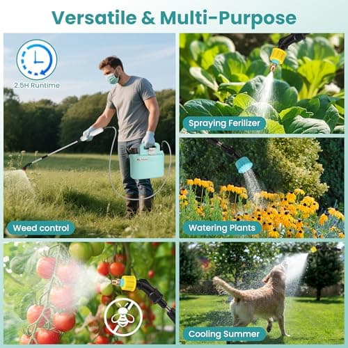 Electric Garden Sprayer 1.6 Gallon - Battery Powered Weed Sprayer Wtih 3 Nozzles, Backpack Sprayer in Lawn and Garden, Pump Sprayer for Gardening, Watering & Spring Planting view 3