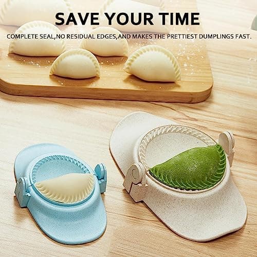 MUMSUNG 6 Inch Empanada Maker Press, Extra Large Dumpling Maker Set with Dough Cutter, Dumpling Mold Set for Pierogi, Pastelitos, Calzone, Turnovers, Chinese Dumpling-2Sizes Blue 6"+4" view 3