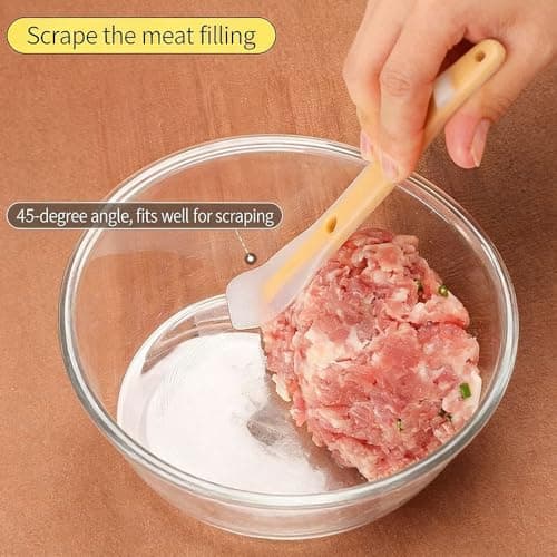 Iosjeude 2-in-1 Dual Ended Kitchen Tool, Dumpling Filling Spoon and Wonton Wrapper, Food Grade Silicone, Non-Stick, Heat Resistant view 3