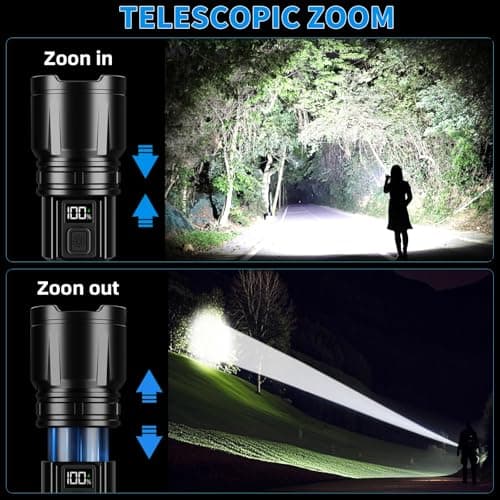 Hriovs Rechargeable LED Flashlight 99000 High Lumens, Powerful Tactical Flashlights with 6 Modes, IPX7 Waterproof, Zoomable, Super Bright for Home Outdoor Emergency Camping view 3