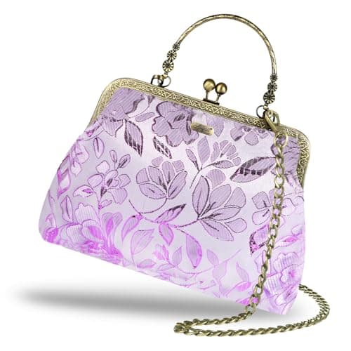 Abuyall Floral Top-Handle Handbag, Kiss Lock Evening Bag for Women, Vintage Handbag | Floral, Kiss Lock, Vintage — image 1