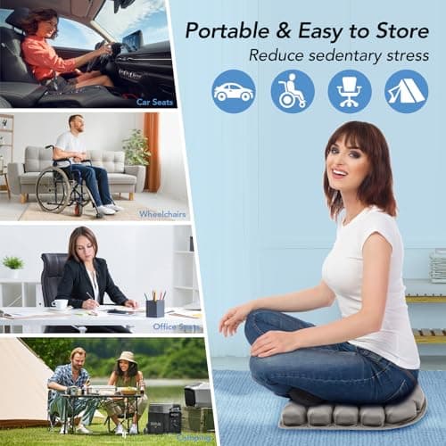 RUIERS Travel Seat Cushion, 3D Air Inflatable Pressure Relief Cushion for Hemorrhoid and Tailbone Pain Relief, Optimal Support for Long Sitting in Car, Air Travel, Office Chairs, Home Living view 7