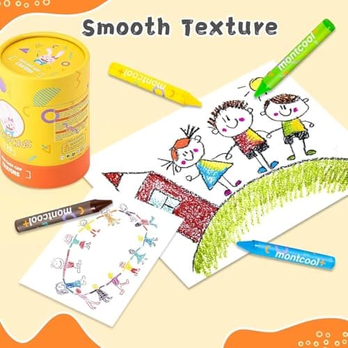 montcool 2 Pack Jumbo Crayons Set (40 Pieces, 20 Colors), Washable Non Toxic Easy to Hold Large Crayons view 4