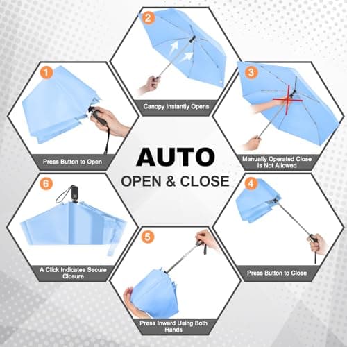 Lejorain Mini Umbrella for Travel Automatic - Folding Compact Flat Umbrella Lightweight Strong Portable Umbrellas for Rain Adults view 4