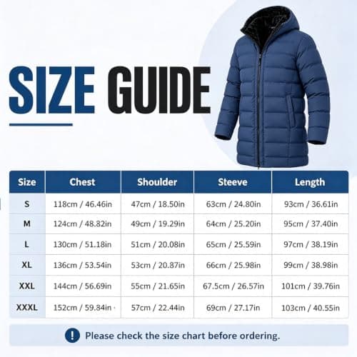 Men's Long Winter Coat Warm Fleece Lined Quilted Parka Jacket view 6
