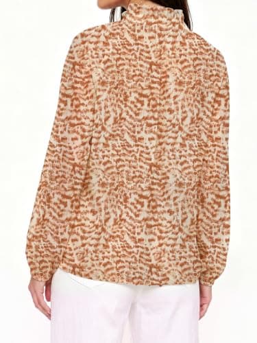 Womens Floral Blouses Long Sleeve Dressy Casual Fall Boho Tops view 4