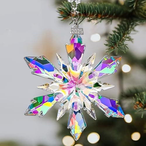 2025 Annual Edition Crystal Christmas Ornaments, Snowflake Star Ornaments for Christmas Tree, Beautiful Colorful Ornament Gifts for Family Friends view 6