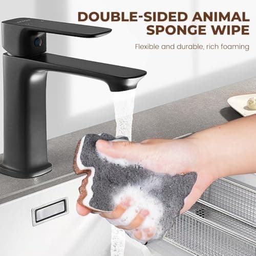 Three-Layer Kitchen Cleaning Sponges Multi-Use Dish Scrub Non Scratch Dog Shape Sponges for Kitchen Dishes Pots Bathroom（4pack） view 2