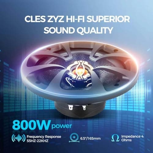 CLES ZYZ 2026 Upgraded 6.5 Inch Car Speakers, 6.5 Speakers, 800W Peak Power, 200W RMS, 4 Ohm, Car Audio Speakers with Glass Fiber Woofer & PEI Tweeters for Hi-Fi Music Experience (Pair) view 2