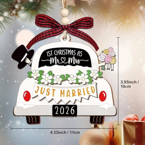 Wedding Gifts for Couples 2026, Gifts for Newlyweds, Bridal Shower Gift, Mr and Mrs Gift, Just Married Ornaments, First Christmas Married Ornament 2026 view 3