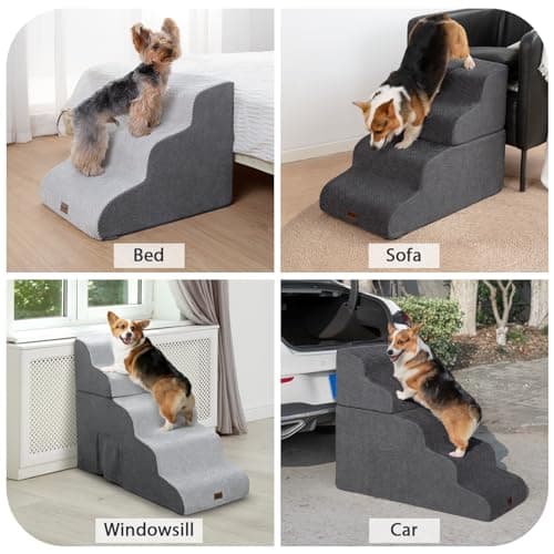 Garnpet Dog Stairs for High Beds, 4-Step Dog Steps for Small Dogs and Cats, Foldable Pet Stairs for High Bed Climbing, Non-Slip Balanced Pet Step Indoor, Dark Grey view 6