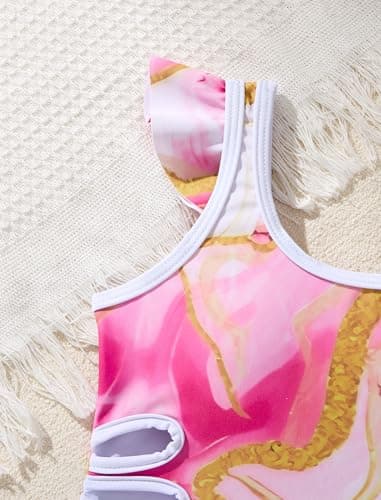 Kdwdvbn Girls Swimsuit One Piece Ruffle Sleeve Cut Out Cute Bathing Suit Summer Beach Swimwear 4-12Y view 4