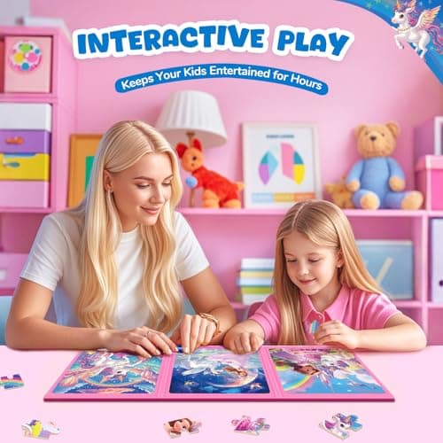 Magnetic Jigsaw Puzzles for Kids 3-8, Unicorn Princess Travel Toy view 6