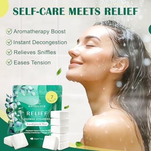 Maybeluck Eucalyptus Mint Shower Steamers 7 Pack - Eucalyptus for Shower, Self Care Easter Basket Stuffers, Relaxation Spa Gifts for Women & Men, Natural Essential Oil Bombs for Self Care view 4