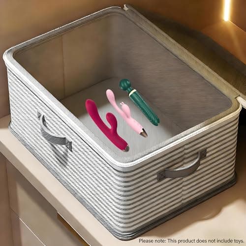 JCL Discreet Lockable Adult Toy Box Storage Organizer with Zipper Lid, 15x10x10 Inch Large Capacity Travel Case, Secure Lock Privacy Bag for Women & Men Clothes Container(Gray Stripes) view 7