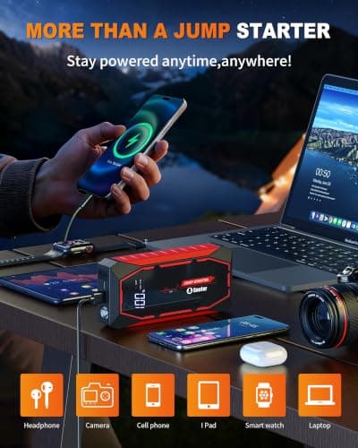 Jump Starter for Car Battery Jump Starter Battery Jumper Starter Portable | 5000A 12V Lithium Jump Box with Jumper Cable and Led Lights (All Gas / 12L Diesel Engines) view 3