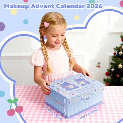 Glam Code Makeup Advent Calendar for Girls 2026, 24 Day Beauty Countdown | Christmas Makeup Gift Set for Teen Girls, Makeup Advent Calendar 2026 with Eyeshadow, Blush, Lip Gloss and Charms, Blue view 6