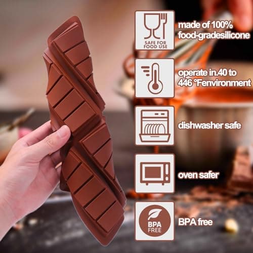 Mity Rain Chocolate Bar Mold Deep, Silicone Thick Mold for Stuffed Bars, Rectangle Knafeh Pistachio Break Apart Candy Molds With 100pcs Storage Bags view 7