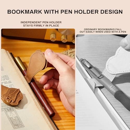 2 Pcs Leather Magnetic Bookmarks for Men,Vintage Sword and Dragon Pattern, PU Leather Bookmark, Gift Box Included view 5