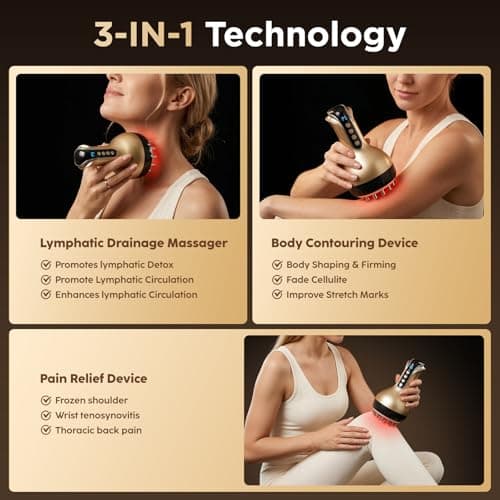 OVGIAP Lymphatic Drainage Massager & Anti-Cellulite Massage Tool (Gilded) | Body Sculpting Device for Legs, Arms & Stomach, Supports Smoother Skin, with Gentle Warming & Vibration view 2