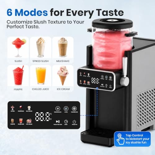 Slushie Machine for Home, Ice Cream Maker, 6 Presets, No Ice Needed, Black view 4