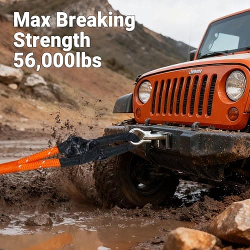 Brobantle 1/2" x 22 Inch Black Synthetic Soft Shackles for Kinetic Recovery Tow Rope,56,000Lbs Breaking Strength for ATV UTV SUV Truck Off-Road Vehicle Recovery view 2