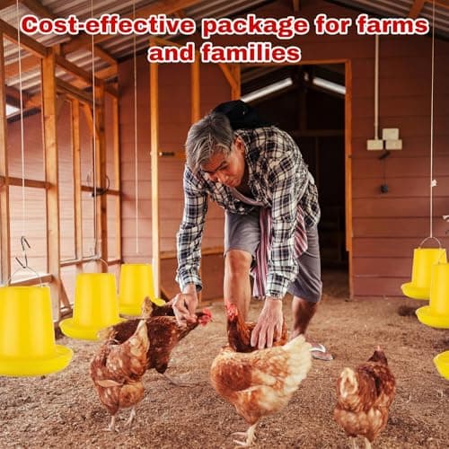 Shellwei 8 Pack 17.6 lb Hanging Chicken Feeders Large Chick Feeder Chicken Food Dispenser for Large Automatic Plastic Poultry Feed Dispensers for Ducks Geese Turkeys Quail view 2