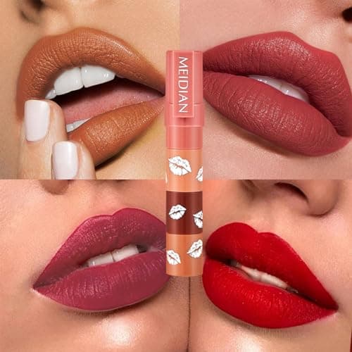 ADMD 4-in-1 Velvet Lipstick Pen All-in-One Lipstick, Liner,Balm & Gloss Waterproof,Long-Lasting Matte Lip Crayon with 4 Random Colors view 4